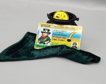 Magical Leprechaun lost dropped license pvc plastic printed front and back St. Patrick&#39;s Day kids surprise Irish luck pot of gold rainbow