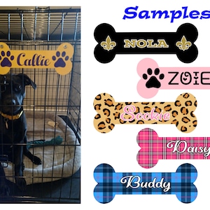Bone shape - custom personalized aluminum name plate dog puppy kennel crate sign