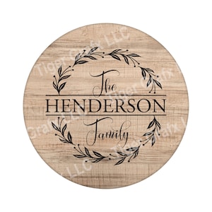 Personalized Family Name - round metal wreath sign WS-017