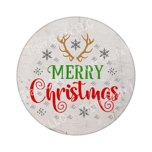 Merry Christmas - Door Hanger round wood sign WS-018W