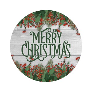 Christmas Holly - round metal wreath sign