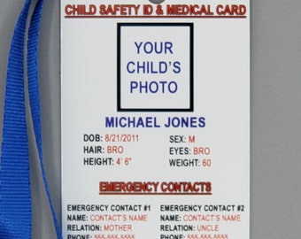 Carte d'identité pour la sécurité des enfants et les informations médicales