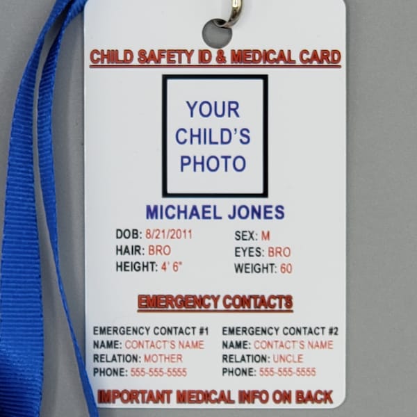 Child Safety and Medical Information ID Card