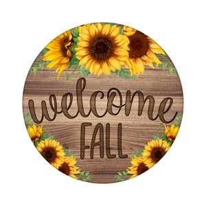 Bienvenido otoño - cartel redondo de corona metálica