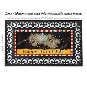 4th of July fireworks doormat, welcome mat, door mat, seasonal, door mat insert, home decor, DM-0030