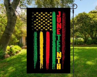 Juneteenth - 12x18 inch faux burlap garden flag - Black American independence day,  GF-047