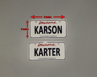 Custom personalized 3x6 inch kids Louisiana novelty license plate. Perfect for ATV&#39;s, bicycle&#39;s, scooter&#39;s, electric kids car&#39;s, go-kart&#39;s