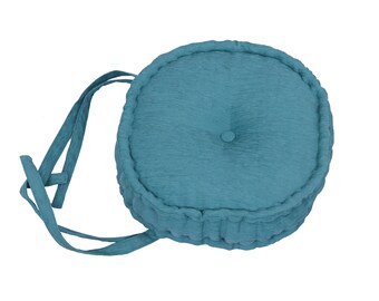 Handmade Round Tufted Floor Cushion, Washable Meditation Seat
