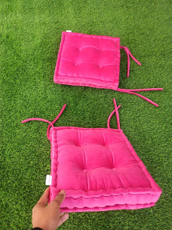 Velvet Seat Cushion With Tiesthick Seat Pad handmade Floor Etsy
