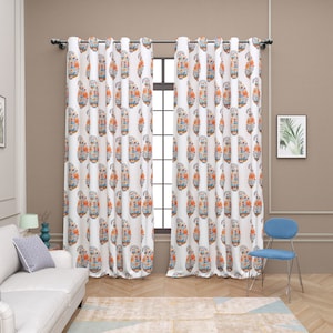 Multicolor Flower Hand Block Printed linen Curtain Panels, linen Drapes, Living Room Drapes In Various Sizes Custom Made