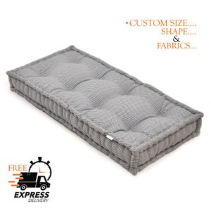Linen floor cushion, floor sofa pillow for meditation, large bench cushion, floor seating & tassels, floor pillow, custom floor cushion