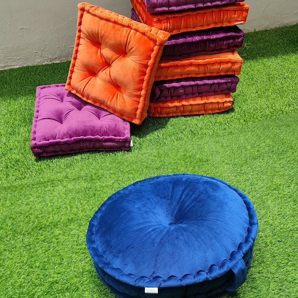 Coussin français en velours | Tissu velours | Coussin de canapé élégant | Décoration d'intérieur | Coussin de sol | coussin de banc | Siège de fenêtre | Oreiller de sol