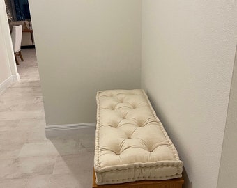 Bench Cushions | French Cushion Pallet Cushion |Tufted Cushion | Reading Nook | Customized Tufted Cushion Custom Size Window Seat Cushion