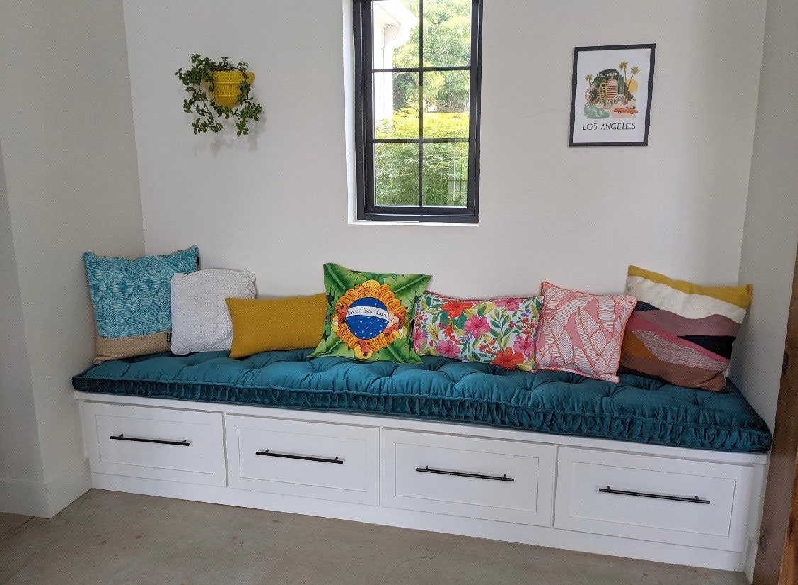 Custom Bench Cushion | Customized Tufted Cushion | Custom Size Window Seat Cushion | floor sofa cushion | custom shaped cushions 4'' thiknes