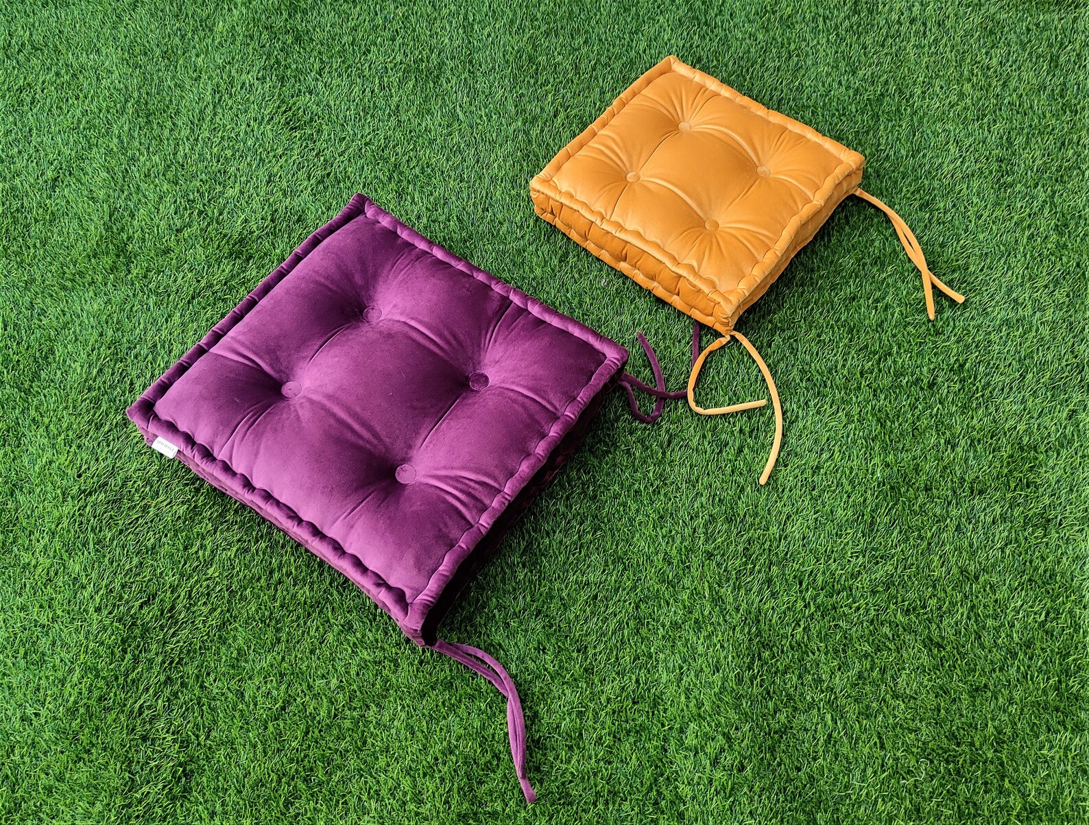 Velvet Tufted Chair Cushion Chair Pad Booster Seat Etsy