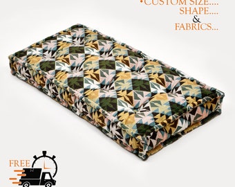 Plain and printed cushion, Tufted Soft Floor Cushion, Custom Bench Cushion,  Floor Pillow, Daybed Cushion, French Cushion, Pallet Sofa