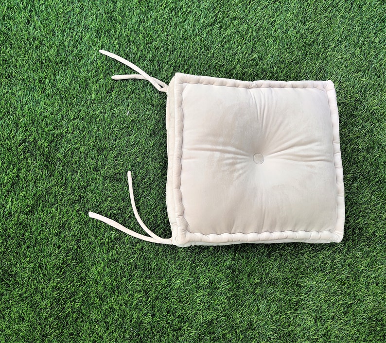 Velvet Seat Cushion With Ties Thick Seat Pad Multi Color Etsy