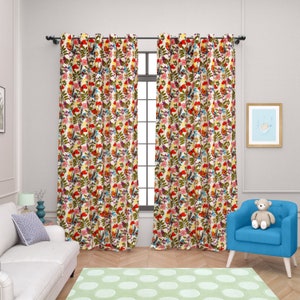Butterfly Linen Curtains. Unique Vintage Butterfly print Curtain Panel. Vintage Butterfly Curtain Panel. Rod pocket Window Curtain.