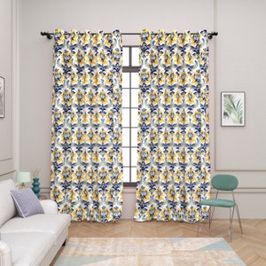 Floral Boho Curtains, Vintage Floral Printed Curtain, Flower Panel Curtains,  Living Room Panel Curtain, Decorative Vintage Curtain