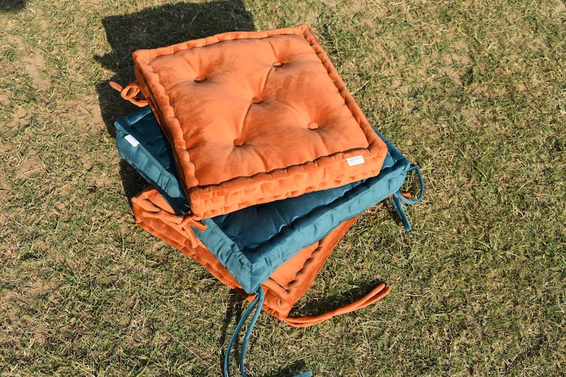 Velvet Square Box Cushion Handmade Floor Cushion Indoor Etsy