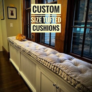 Custom Size Window Seat Cushion | Tufted Cushion | Button Tufted Cushion | Custom French Cushion | Custom Bench Cushion | Express Delivery