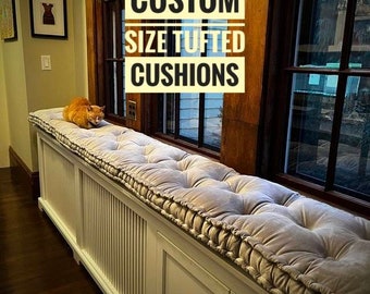 Custom Size Window Seat Cushion | Tufted Cushion | Button Tufted Cushion | Custom French Cushion | Custom Bench Cushion | Express Delivery
