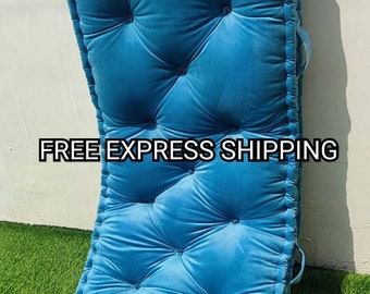Custom Bench Seat Cushion, Solid Velvet, Tufted Pillow
