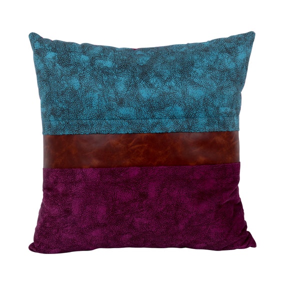 Faux Suede Leather Throw Pillow Cushion Cover Decorative Etsy