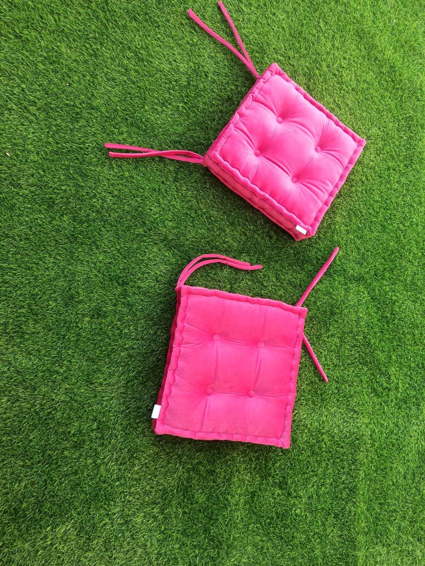 Velvet Seat Cushion With Tiesthick Seat Pad handmade Floor Etsy