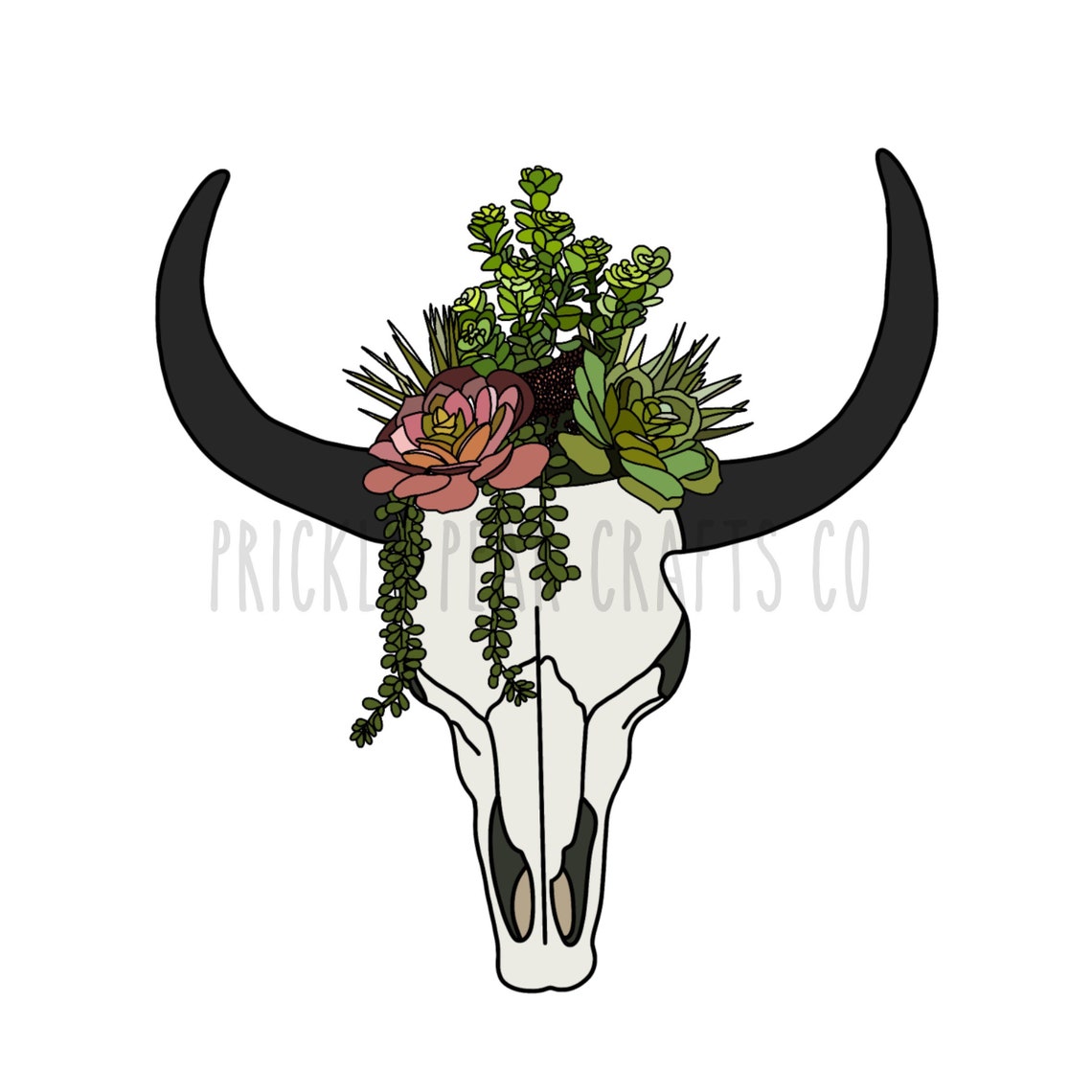 Cow Skull Succulent Planter Art Print Succulent Wall Art Etsy