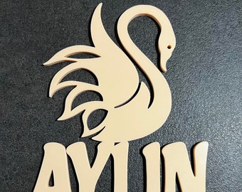 Custom door decoration in 3D Swan