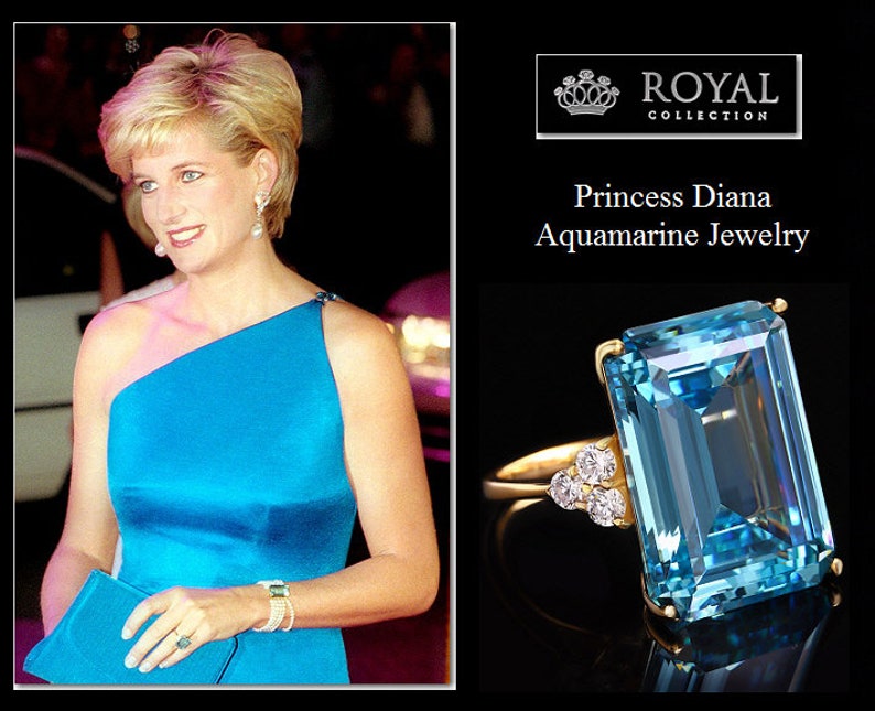 Princess Diana Aquamarine Ring Meghan Markle Cocktail Ring - Etsy Australia
