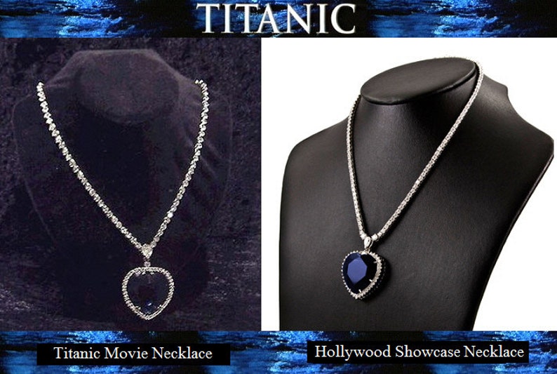 Titanic Necklace Heart of Ocean Heart Blue Diamond cz Wedding Anniversary Jewelry Gift 28.5 Carat image 5