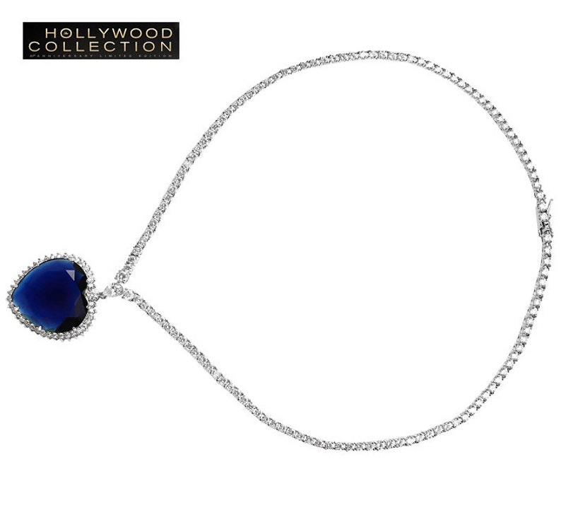 Titanic Necklace Heart of Ocean Heart Blue Diamond cz Wedding Anniversary Jewelry Gift 28.5 Carat image 7