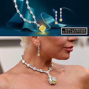 Luxurious Lady Gaga Inspired Canary Yellow Necklace Set Diamond Simulant CZ Wedding Anniversary Prom Costume Jewelry Gift for Her image 8
