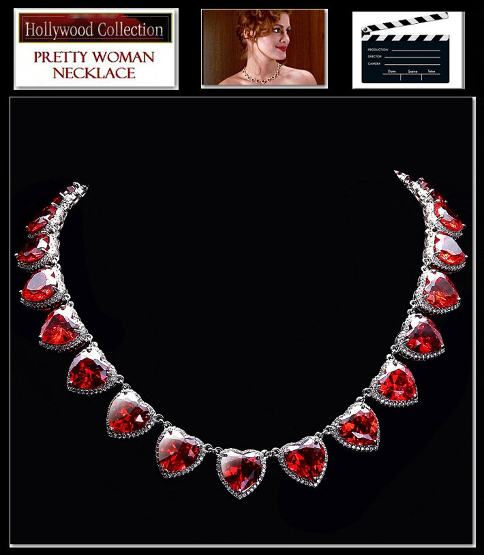Pretty Woman Necklace Ruby cz Heart Jewelry Wedding Etsy