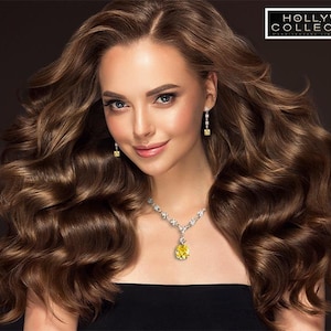 Luxurious Lady Gaga Inspired Canary Yellow Necklace Set Diamond Simulant CZ Wedding Anniversary Prom Costume Jewelry Gift for Her image 4