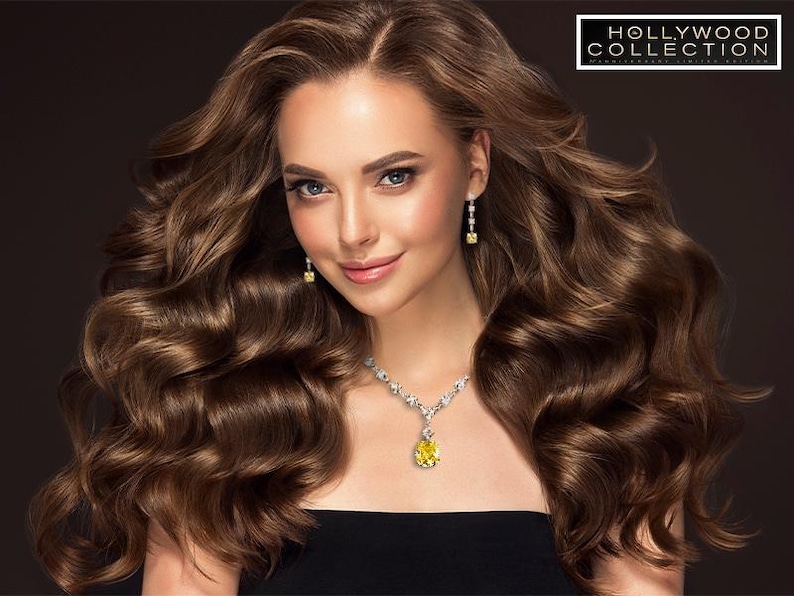 Luxurious Lady Gaga Inspired Canary Yellow Necklace Set Diamond Simulant CZ Wedding Anniversary Prom Costume Jewelry Gift for Her image 4