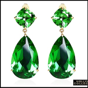 Angelina Jolie Inspired Emerald Green Earrings Wedding Anniversary Party  Prom Teardrop 85 TCW Costume Jewelry Gift - Etsy