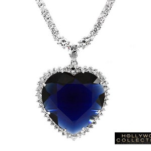 Titanic Necklace Heart of Ocean Heart Blue Diamond cz Wedding Anniversary Jewelry Gift 28.5 Carat image 1