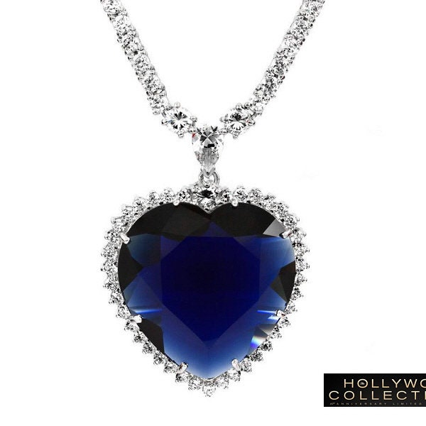 Collar Titanic Corazón del Océano Corazón Azul Diamante cz Boda Aniversario Joyería Regalo 28.5 Quilates