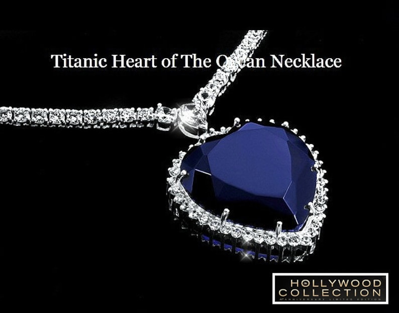 Titanic Necklace Heart of Ocean Heart Blue Diamond cz Wedding Anniversary Jewelry Gift 28.5 Carat image 6