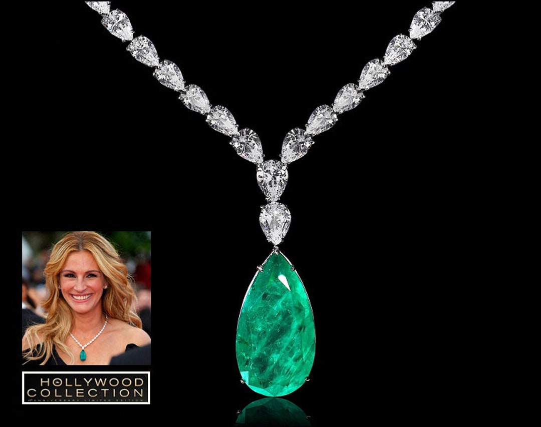Emerald Green Necklace Julia Roberts Inspired Fusion Emerald 5A Grade