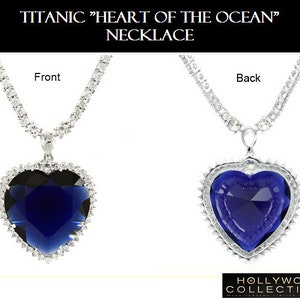 Titanic Necklace Heart of Ocean Heart Blue Diamond cz Wedding Anniversary Jewelry Gift 28.5 Carat image 3