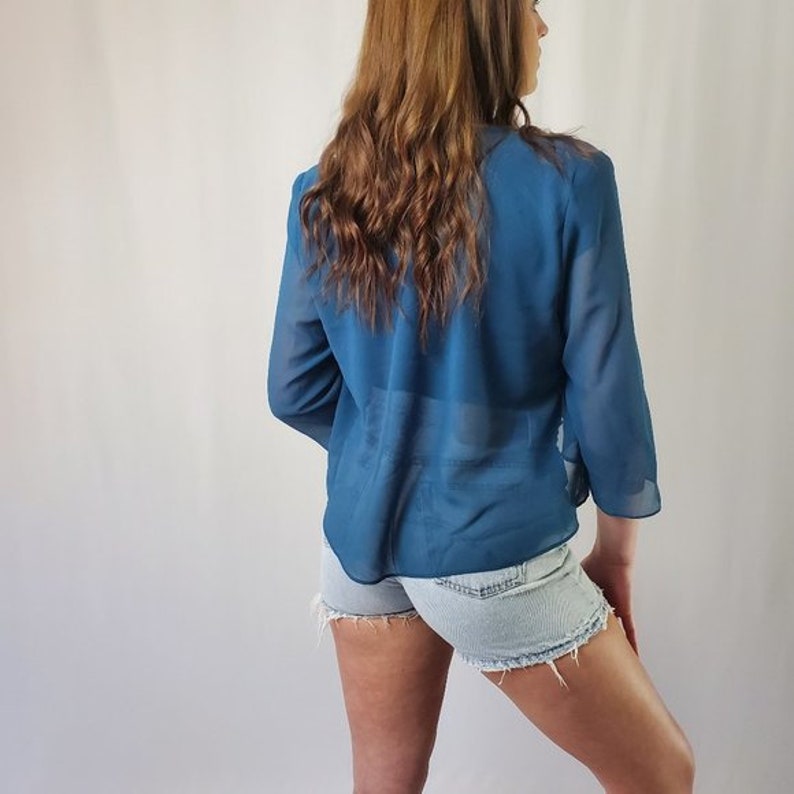 Ursula of Switzerland Blue Sheer Cover Up Crop Top