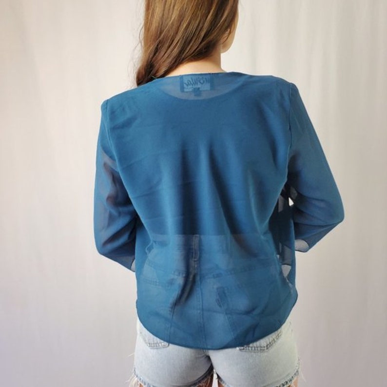 Ursula of Switzerland Blue Sheer Cover Up Crop Top