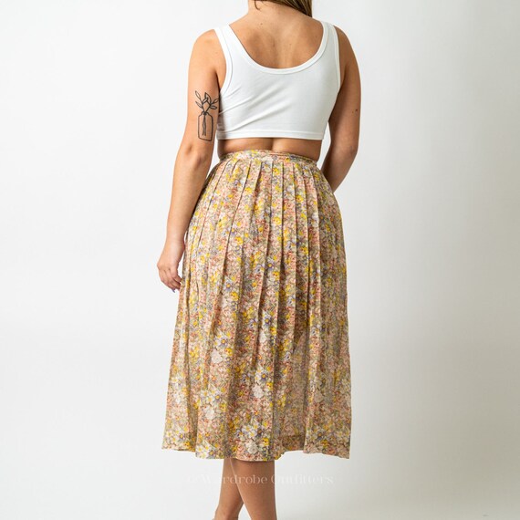 Vintage 90s Floral Maxi Pleated Summer Skirt - image 5