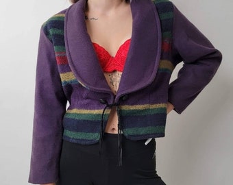 Vintage Wool 90's Striped Jacket - S