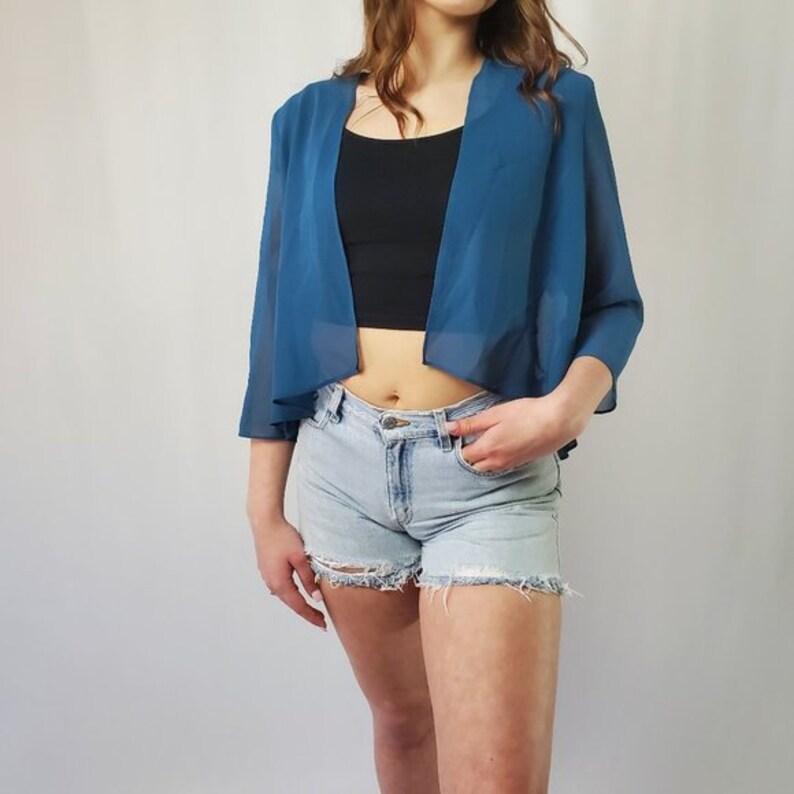 Ursula of Switzerland Blue Sheer Cover Up Crop Top