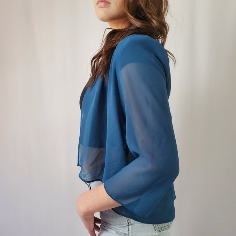 Ursula of Switzerland Blue Sheer Cover Up Crop Top
